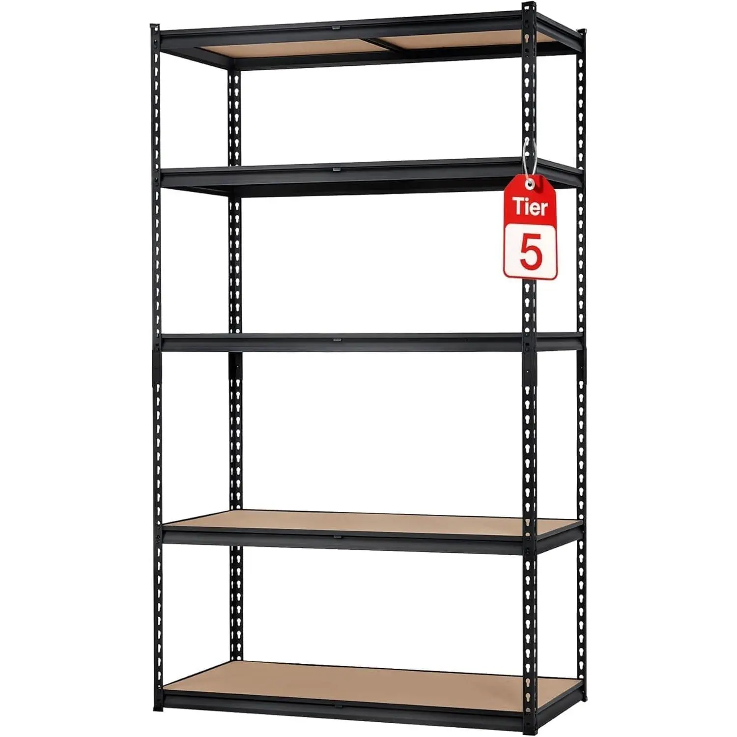 GAOMON Industrial 5-Tier Metal Garage Storage Shelf, 2500lbs Capacity Rust-Resistant Steel Frame with MDF Shelves, Boltless Adjustable Household Organiser, Easy Installation for Garage Basement, 48"/60" Wide Black/Blue