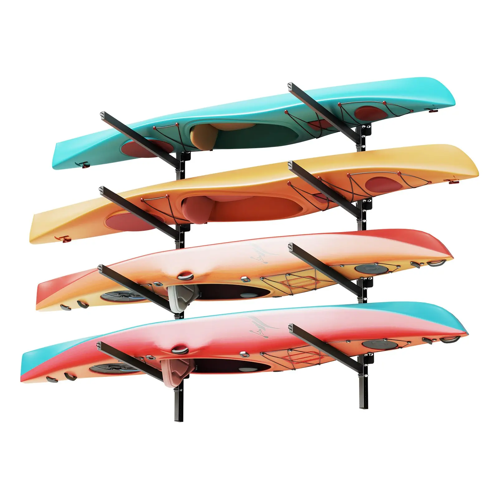 【Summerfinds】VEVOR Powder Coated Heavy Duty Steel Frame Vertical Wall Mount Kayak Storage Rack with Wall Anchors, 4-Capacity 300 lbs Load, Adjustable Arms, Kayak Accessories for Multiple Boats, Holds Canoe SUP Surfboard, Indoor Garage/Outdoor Shed Use
