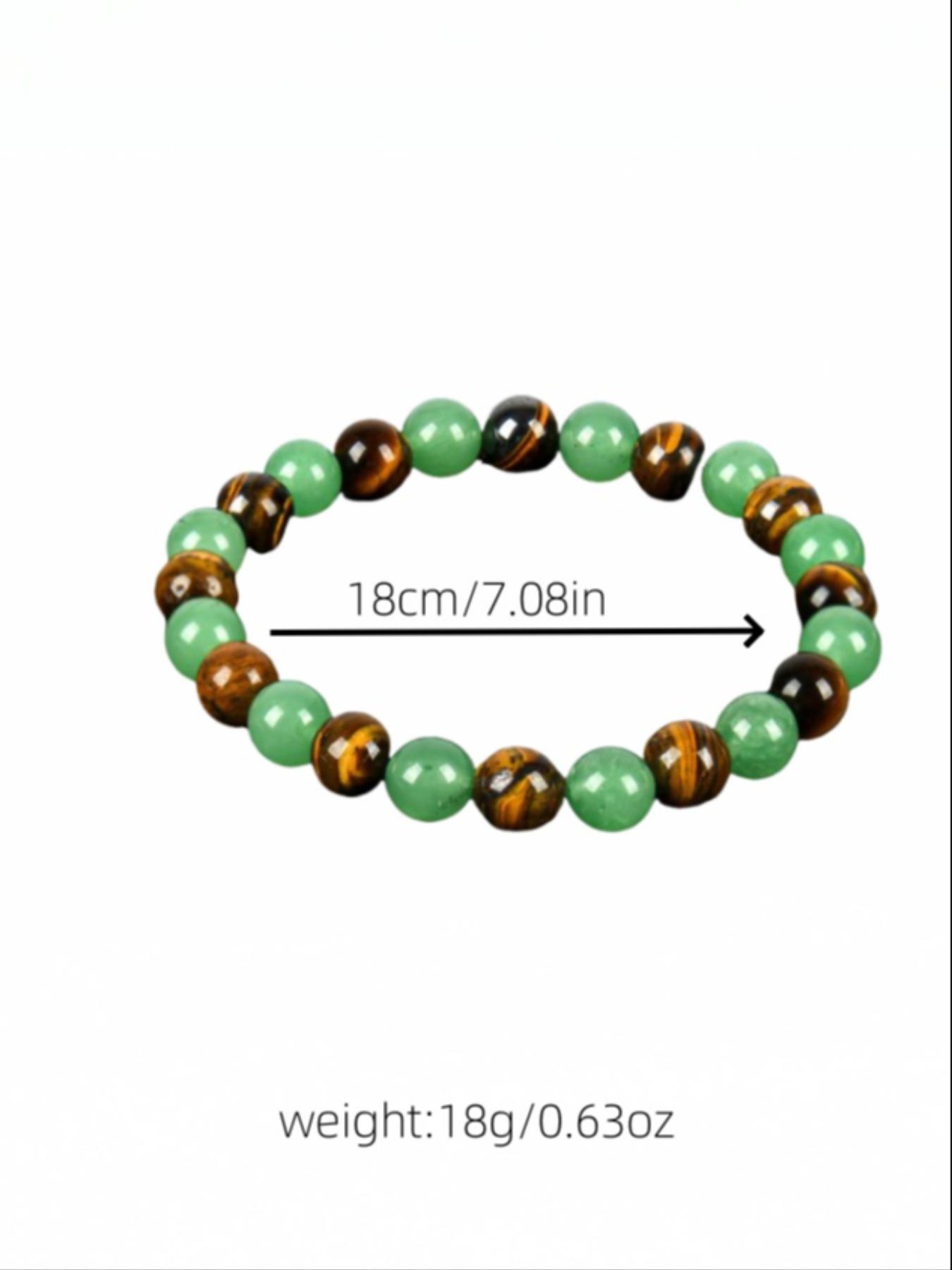 1pc Arpurraina Money Attraction Bracelet with Green Aventurine & Tiger Eye -    blue friendship bracelet beaded  jewelry protection bracelet encouragement gift fashion artificial bracelet  of  the  day Colorblock Beaded Crystal Bracelet