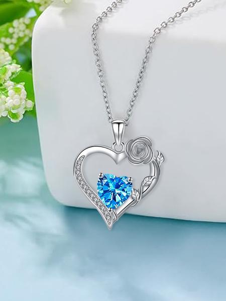 Rose Flower Heart Pendant Necklace With Rose Jewelry Gift Box, Exquisite Jewelry Gift, Anniversary Valentines Day Necklace Gift for Wife Girlfriend, Birthday Gifts for Mom Daughter