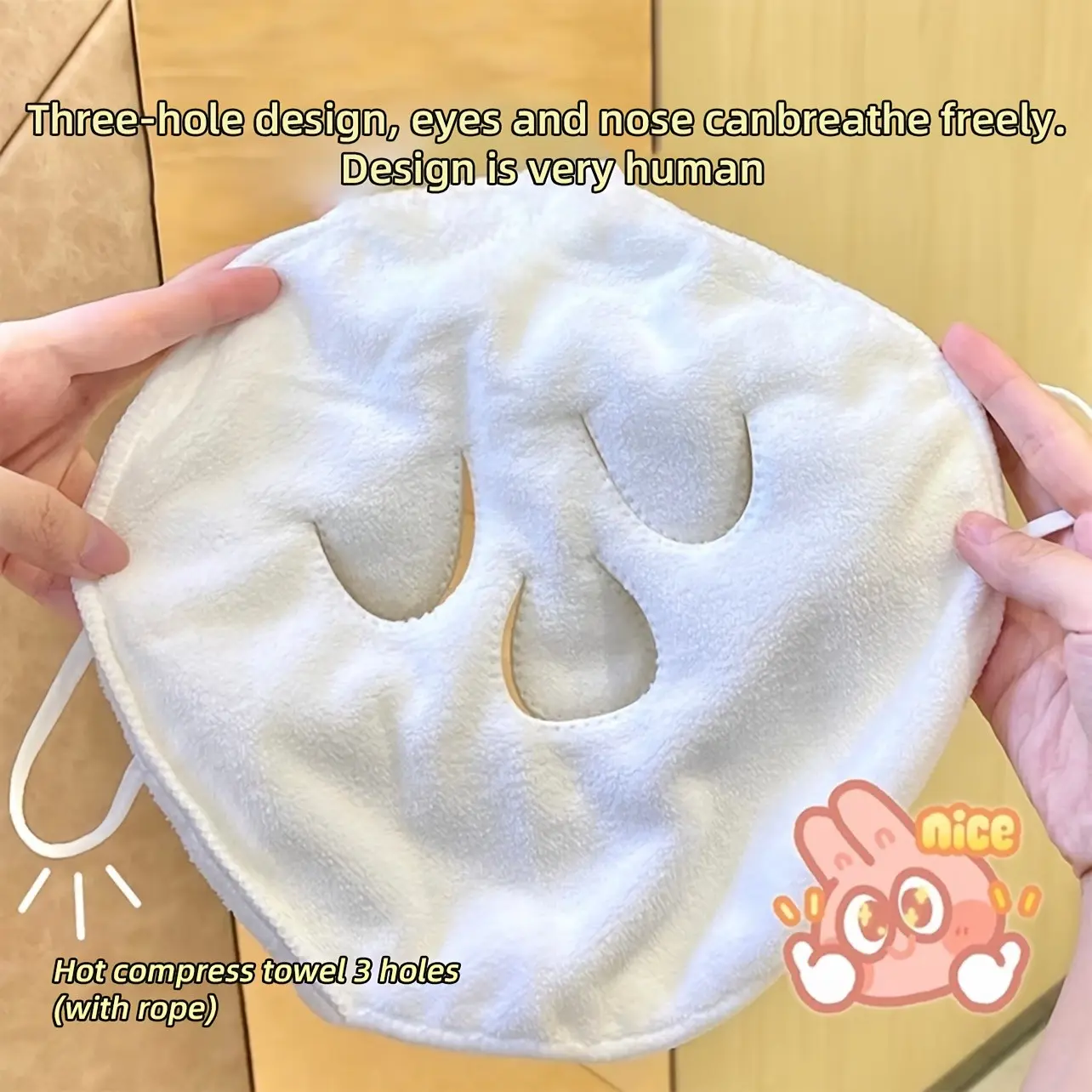 Three-hole single-button hot compress towel, hot compress facial towel mask, reusable hot and cold skincare steam towel, moisturizing facial steamer, for home beauty use and professional salon use