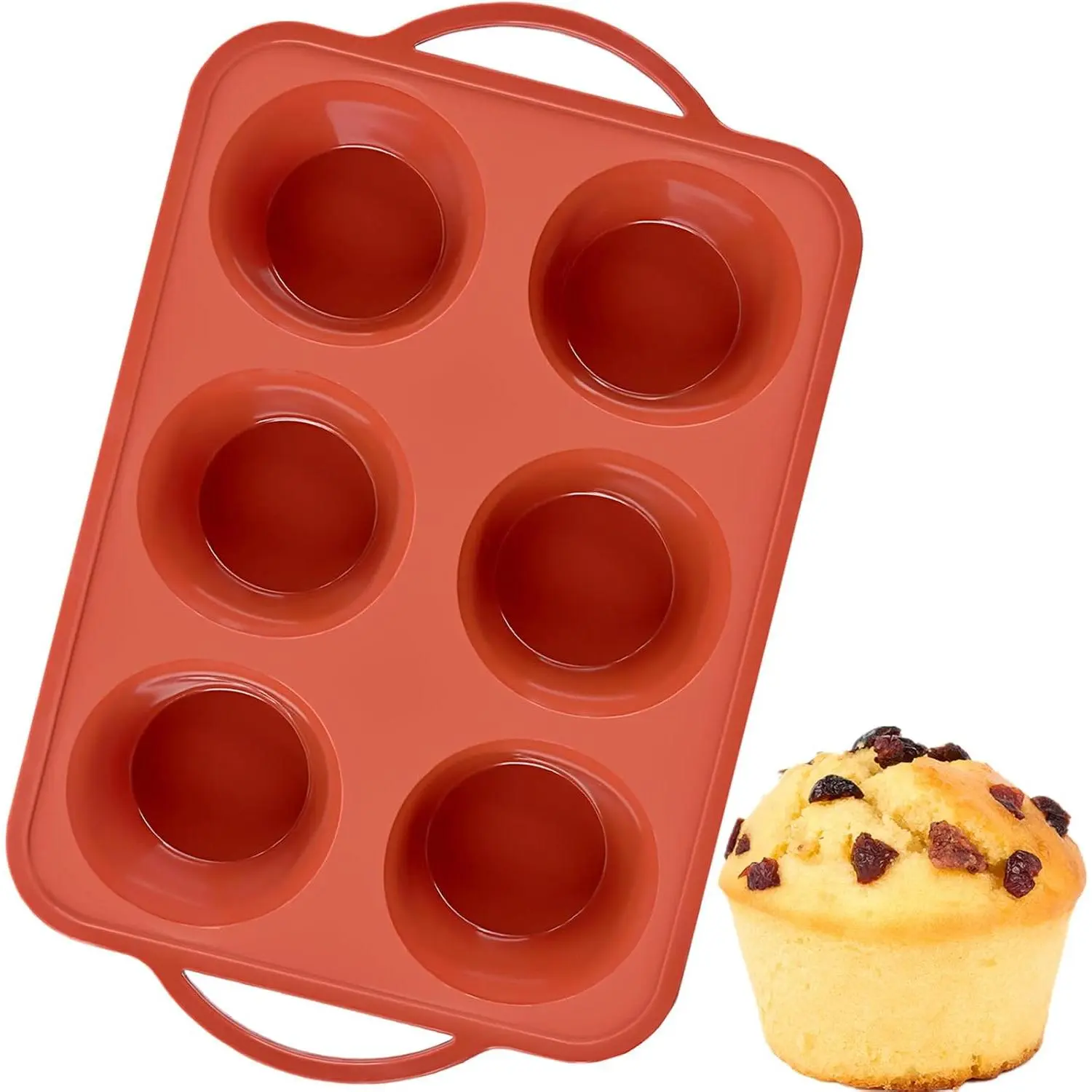 Muffin Pan with Metal Frame, 6 Cup Large Cupcake Mold with Handles, Non-Stick  Baking Tray for  Muffin, Cupcake, Egg Bite
