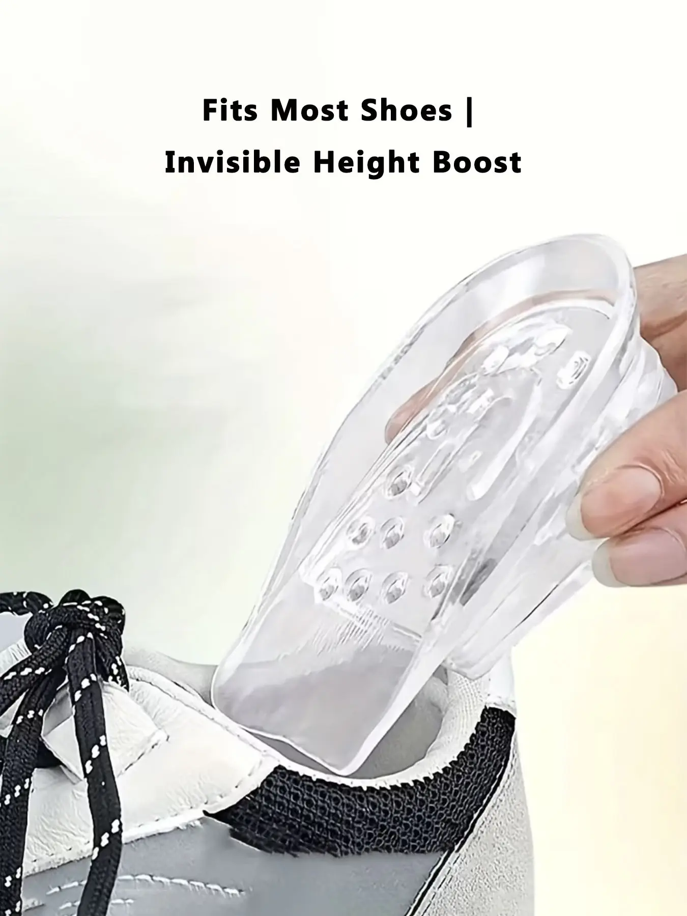 1 Pair 5-Layer Detachable Invisible Gel Shoe Insoles, Cushioned Anti-Slip Height Boost Pads, Unisex Daily Use, All Seasons