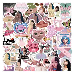 60 Sheets New Korean Female Singer Melanie Graffiti Stickers, Waterproof Car Luggage Cup Phone Case Stickers, Unique Design Decorative Stickers