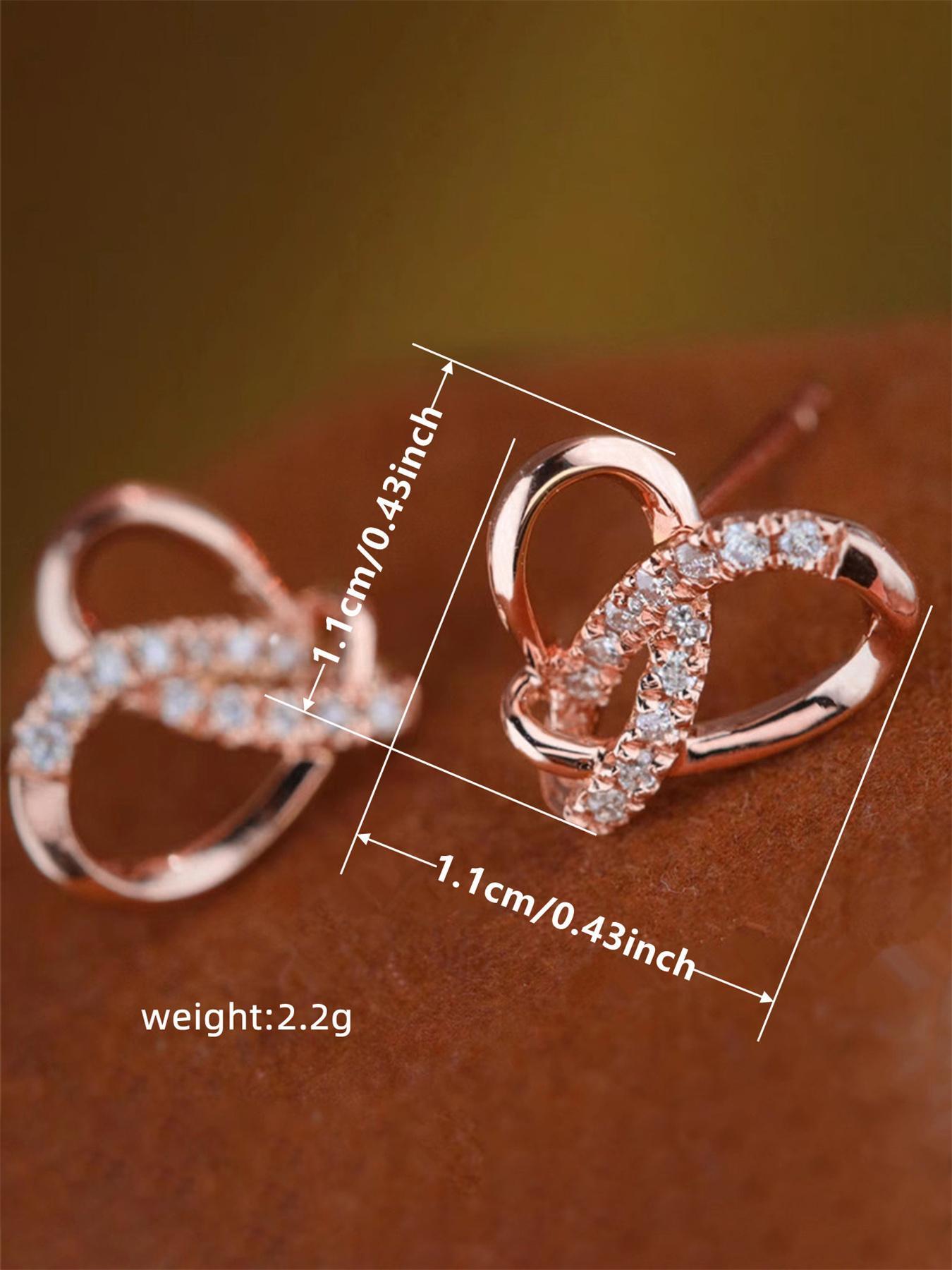 Rhinestone Heart Design Stud Earrings As Gift Summer 2024 Fashion Elegant Women's Anniversary Wedding Engagement Party Jewelry Gift High Quality Earrings