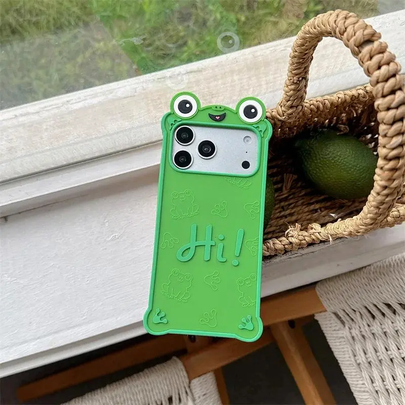 Big-Eyed Cute Frog Cartoon Phone Case For iPhone 17 16 15 14 13 12 Pro Max Plus Shockproof Protective Case