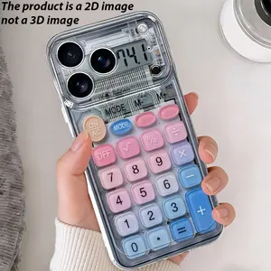 Phone Case: 2D Flat Macaron Calculator Realistic Phone Case, Suitable for iPhone 17/16/15/14/13/12/11 Pro Max/X/XS/XR/XSMAX/7/8/6/6S Plus/16E/17E. Full-coverage TPU Simple Shockproof Soft Protective Case. Christmas Gift, Easter Gift, Birthday Gift.