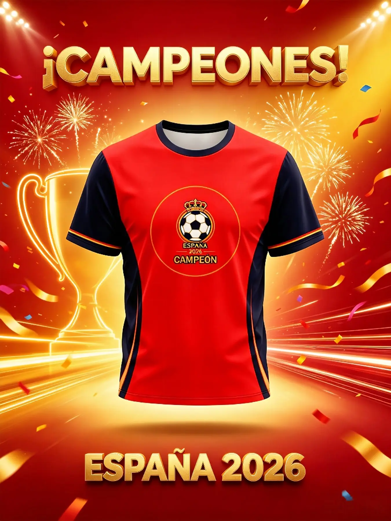 Spain 2026 Championship Memorial Short Sleeve T-Shirt, Casual Fitted Graphic Tee, Unlined Without Zipper or Collar, Short Length