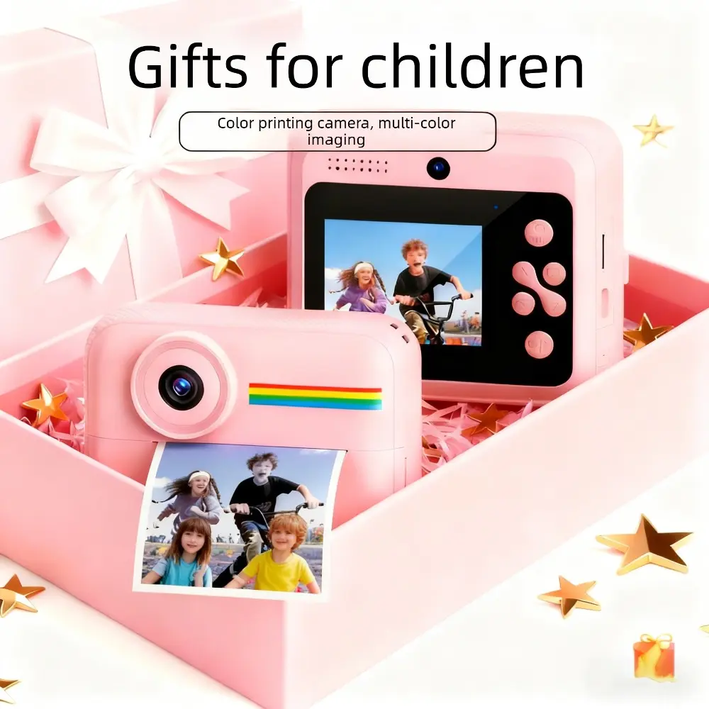 Kids Instant Digital Camera - Colorful HD Photo Shot, Instant Print, Rechargeable, Durable Card-Enabled Camera, Ideal Birthday Gift for Little Girls