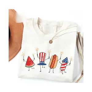 Patriotic Doodle, Cute Fourth of July Shirt, Watermelon Hotdog Firework Shirt, Retro Shirt, Funny Sumer 250th Shirt
