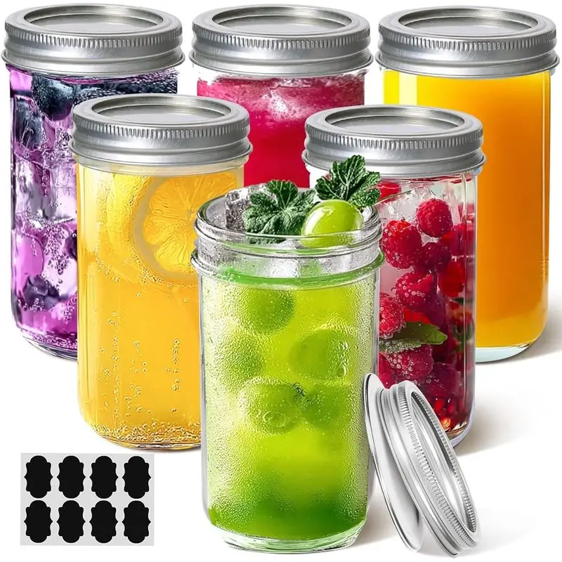 12 oz Mason Jars with Airtight Lids, 6-Pack Regular Mouth Glass Canning Jars, BPA-Free and Freezer-Safe for Overnight Oats, Pickles, Jam and Sauces