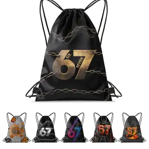 67 SIX SEVEN Gen Alpha Meme basketball Pattern, drawstring cinch sack, basketball backpack, suitable for sports, swimming, fitness, outdoor hiking and travel, unisex, ideal holiday gift