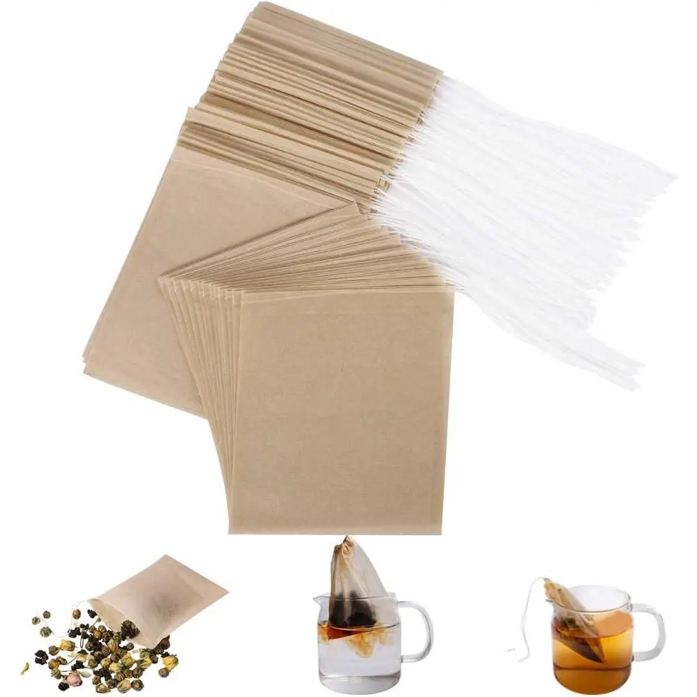 Eco-Fil Disposable Tea Filter Bags for Loose Tea, Wood Pulp Material, Biodegradable and Compostable, Unbleached Empty Tea Infuser Sachets with Drawstring, 100 count (3.2inch x 4.0inch)
