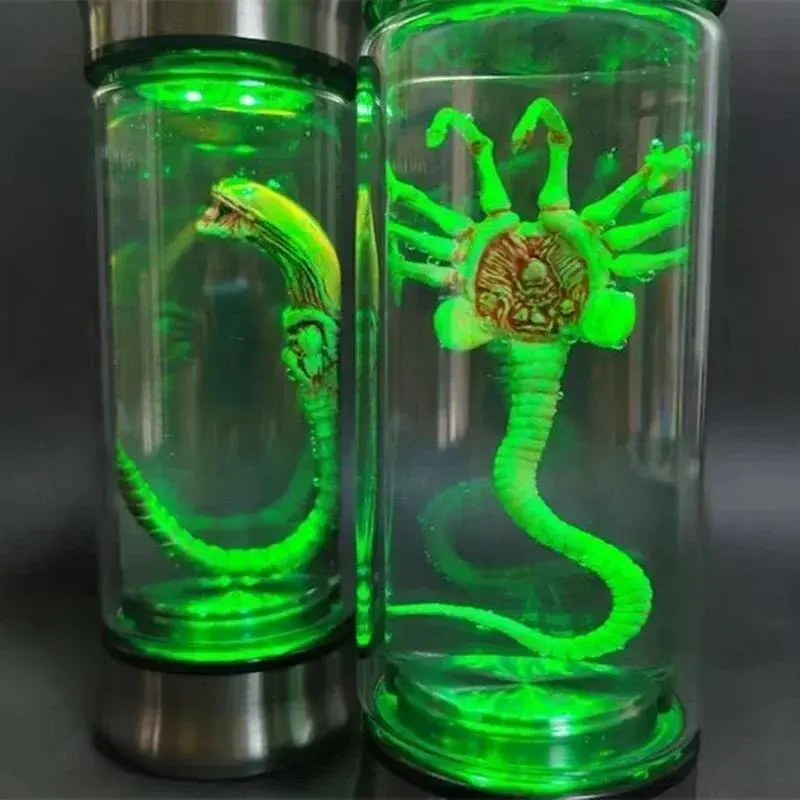 Alien,Glow Jar Xenomorph Specimen Facehugger Embryo Glass Jar Movie Prop Replica Home Decor Desktop Crafts Sculpture Decoration
