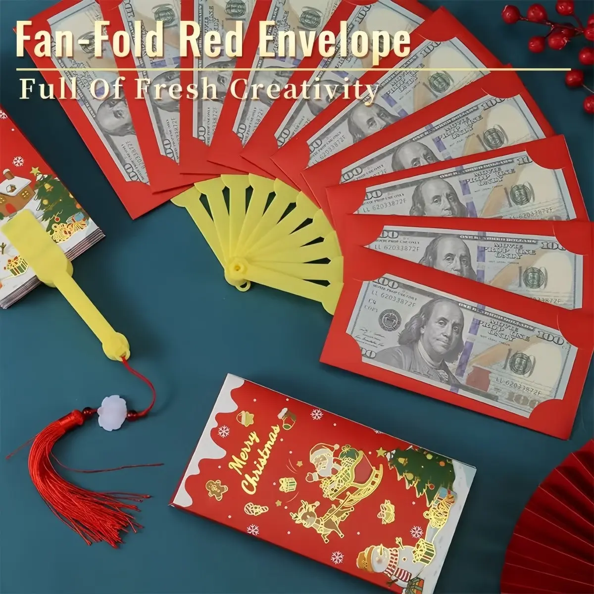 Foldable Envelope Gift Box, Gold Foil DIY Holiday Cash Envelopes, Party Festival Decor, Birthday Cards, Surprise Gifts, Christmas Supplies