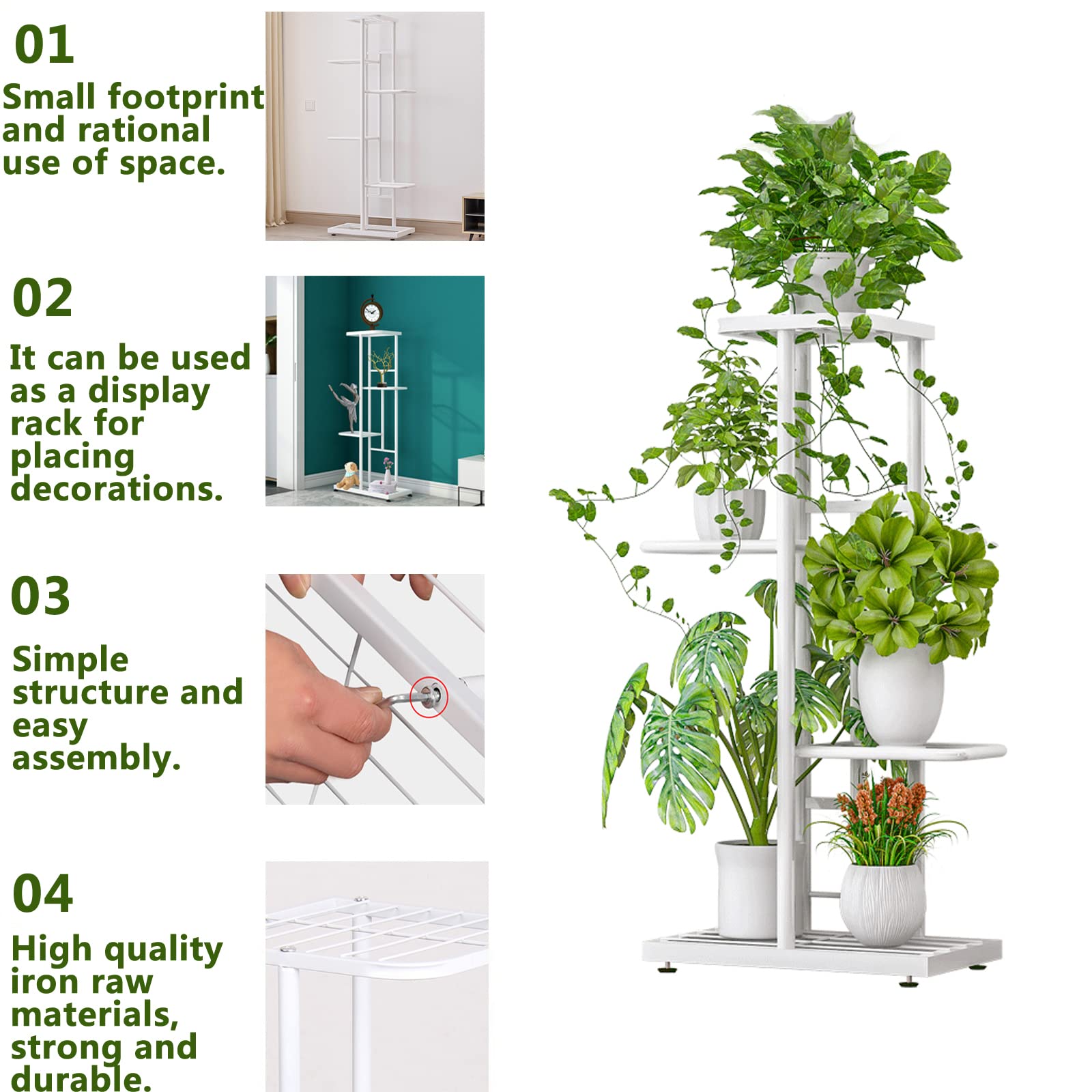 Plant Stand Metal 4 Tier 5 Potted Multiple Flower Pot Holder Shelf Indoor Outdoor Planter Display Shelving Organiser Rack Smooth Pad Home Modern Plant Stand Metal 4 Tier 5 Potted Multiple Flower Pot Holder Shelf Indoor Outdoor Planter Display Shelving Organiser Rack Smooth Pad Home Modern