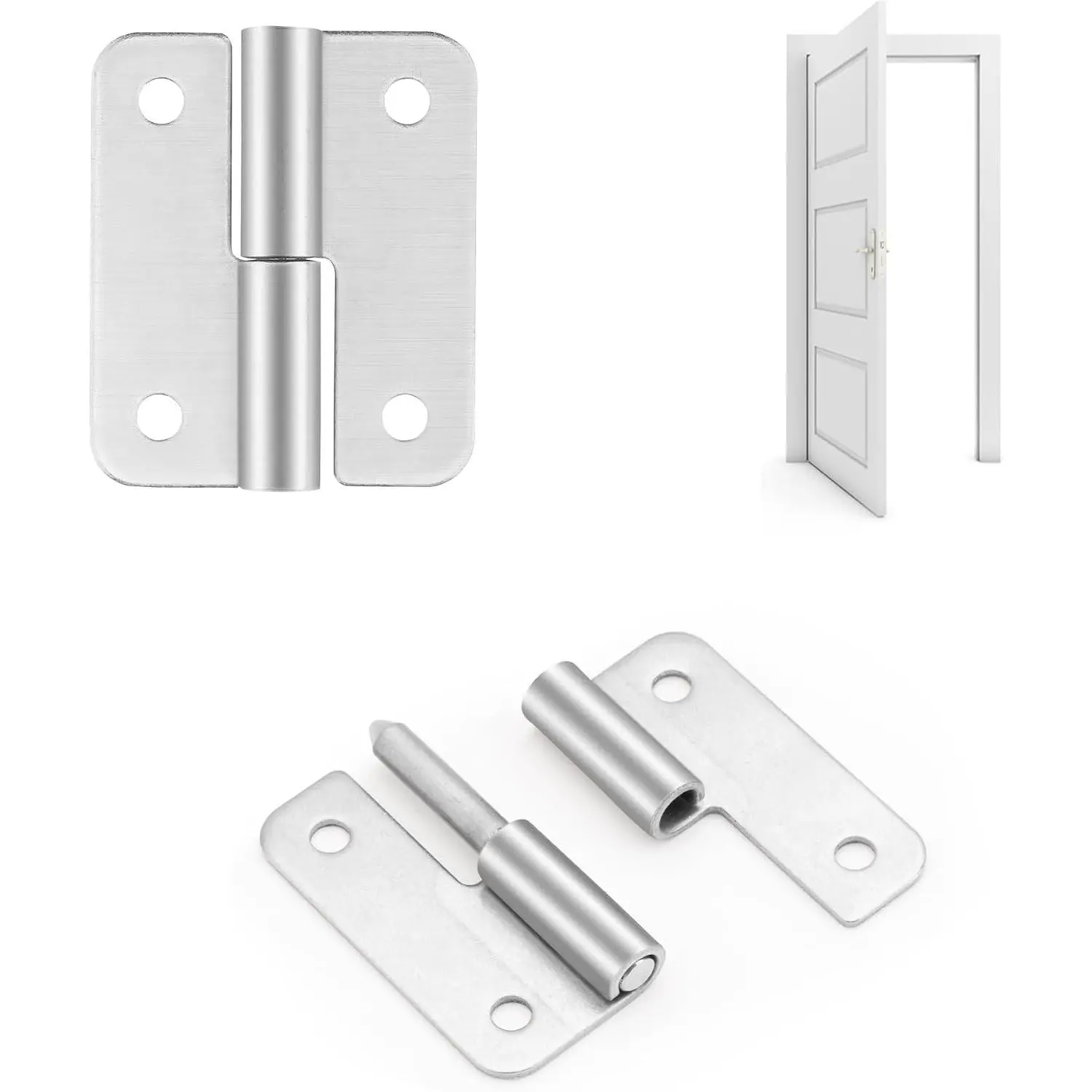 2.5Inch Lift Off Hinge, Stainless Steel 304, Left Hand 4 count | Rustproof detach slip joint flag hinges for  metal doors cabinets boxes removable easy install small heavy duty gates
