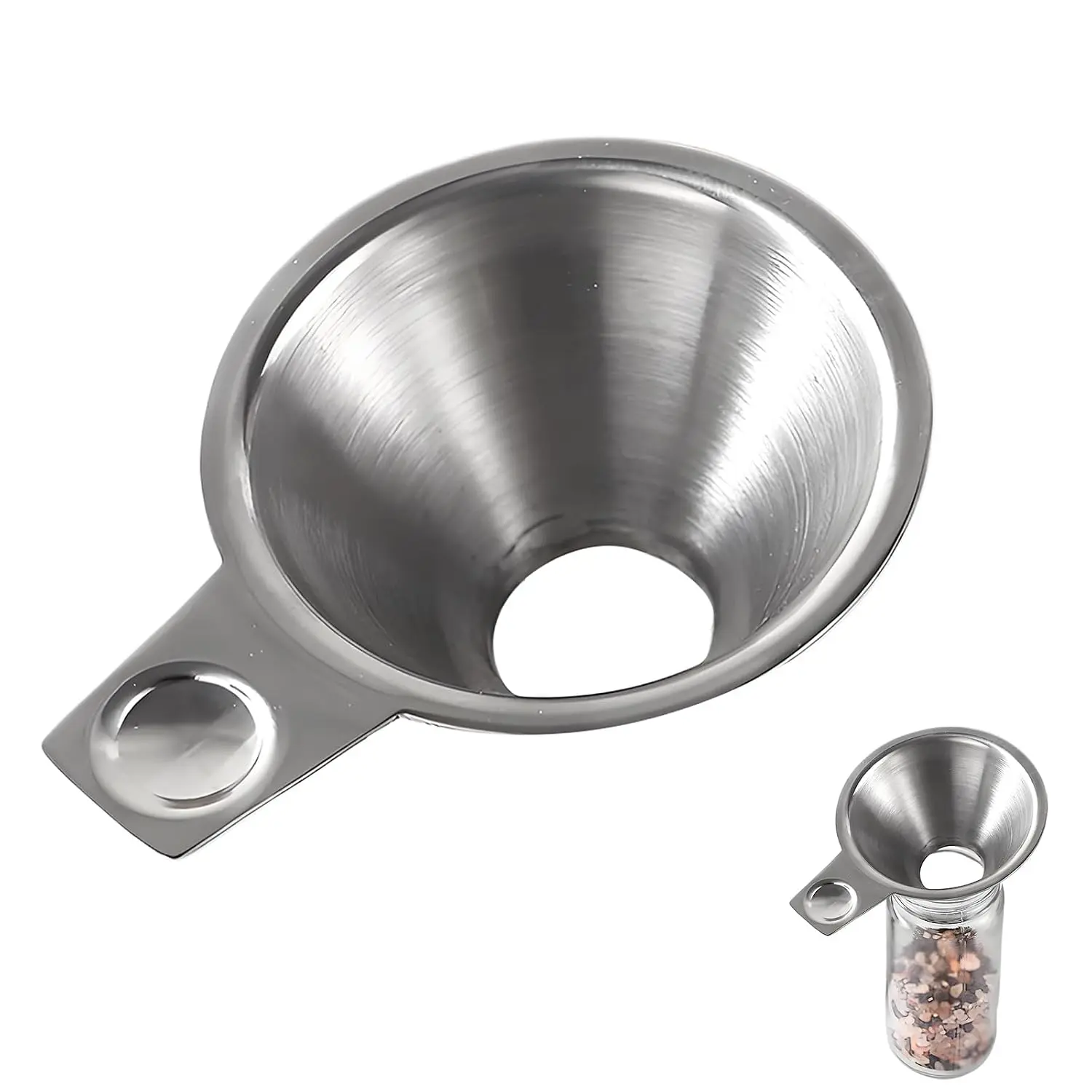 Funnel for Kitchen Use Stainless Steel Small Metal Funnels and Scoop for Coffee Water Salt Pepper Condiments and Sauce Easy Filling Tool for Jars and Bottles Spill-Free Design