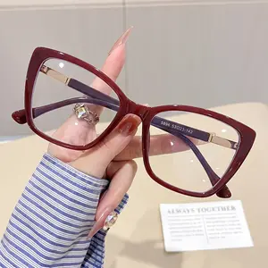 New European and American square street style modern charm light luxury niche design cat-eye TR90 versatile youthful women's high-definition reading business glasses, elegant1.0 to  4.0 diopters, suitable for daily computer office use.