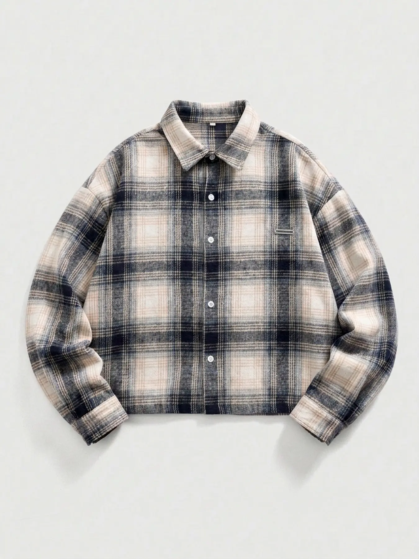 Men's Long Sleeve Plaid Print Jacket, Street Style Loose-Fit Embroidered Shirt Jacket, Ideal for Fall & Winter Wear