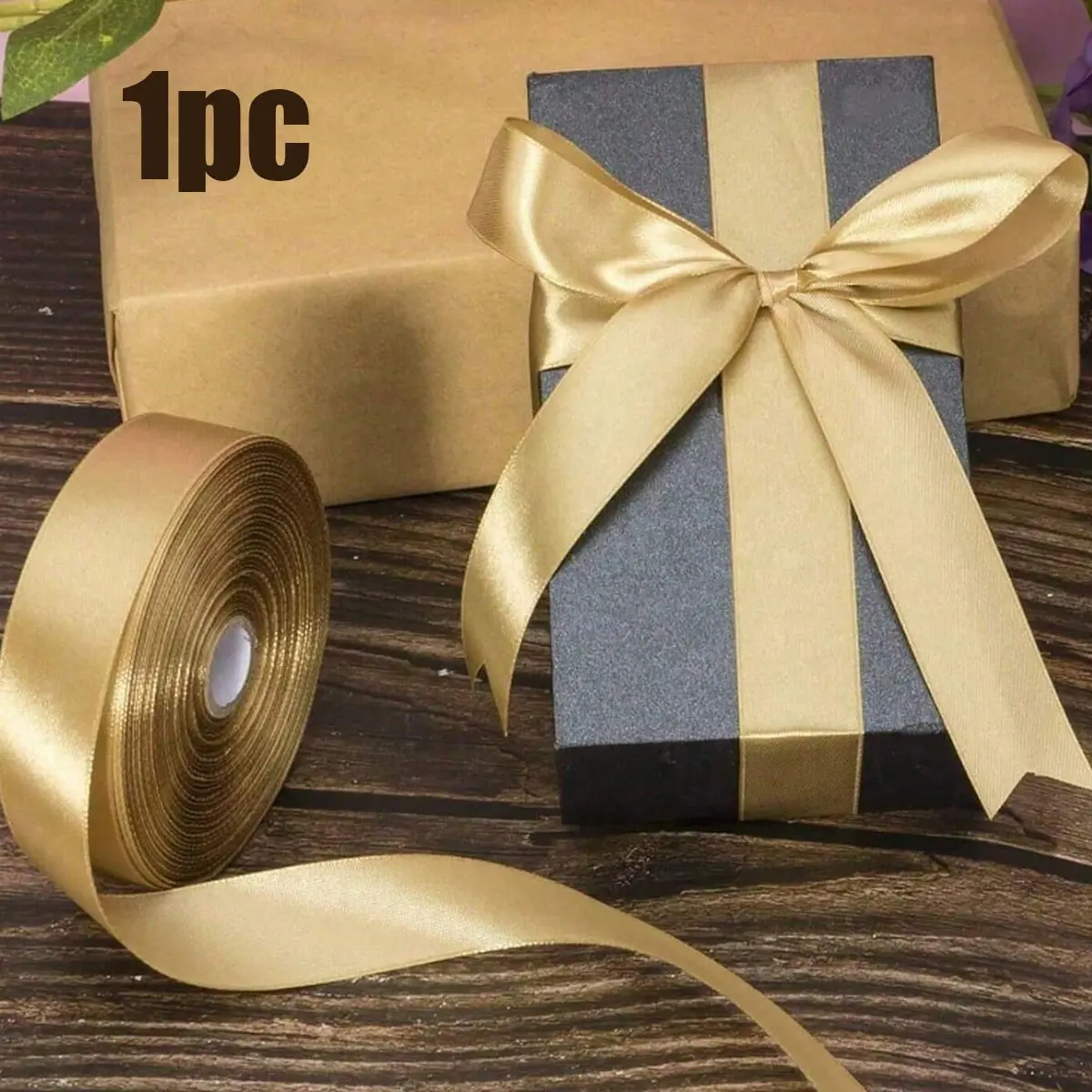 Champagne Gold Wedding Decoration Ribbon, 22m/72ft Multi-Use Ribbon for DIY Crafts, Gift Wrapping, Floral Design, Party Decorations, Flower Wrapping