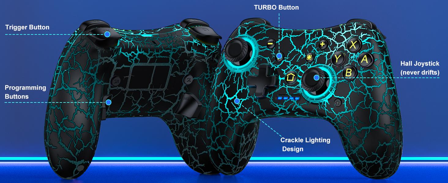 SQ-RDC012-GJ Hall Effect Switch Controller for Nintendo Switch/Switch 2/Lite/OLED, Wireless Switch Pro Controller Compatible with PC/Android/iOS, 9 Color Adjustable LED Switch Remote with App & Programmable SQ-RDC012-GJ Hall Effect Switch Controller for Nintendo Switch/Switch 2/Lite/OLED, Wireless Switch Pro Controller Compatible with PC/Android/iOS, 9 Color Adjustable LED Switch Remote with App & Programmable