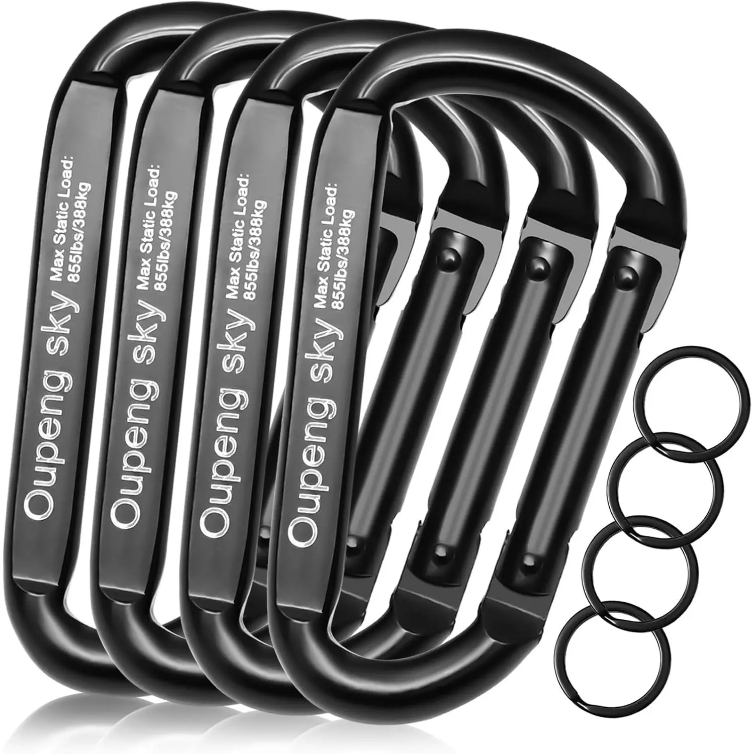 Carabiner Clip, 3" Iron Heavy Duty Carabiners 855lbs-11KN/2475lbs for Hammocks, Camping Accessories,Hiking,Keychains,tdoors and Gym etc,D Shaped Spring Hook Small Carabiners for Dog Leash,Harness.