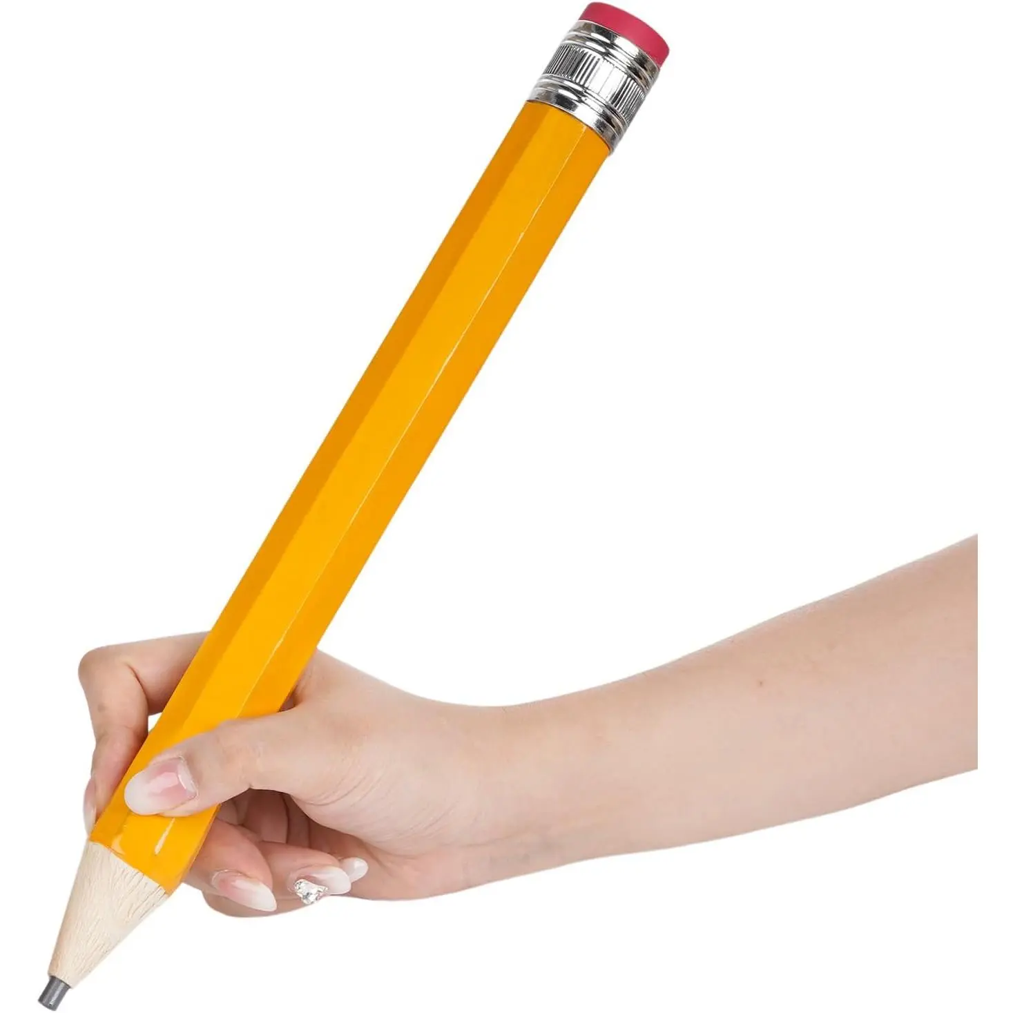 Wooden Giant Pencil Prop, Office Stationery Decor, Writable Tip Real Writing Tool, Funny School Gift