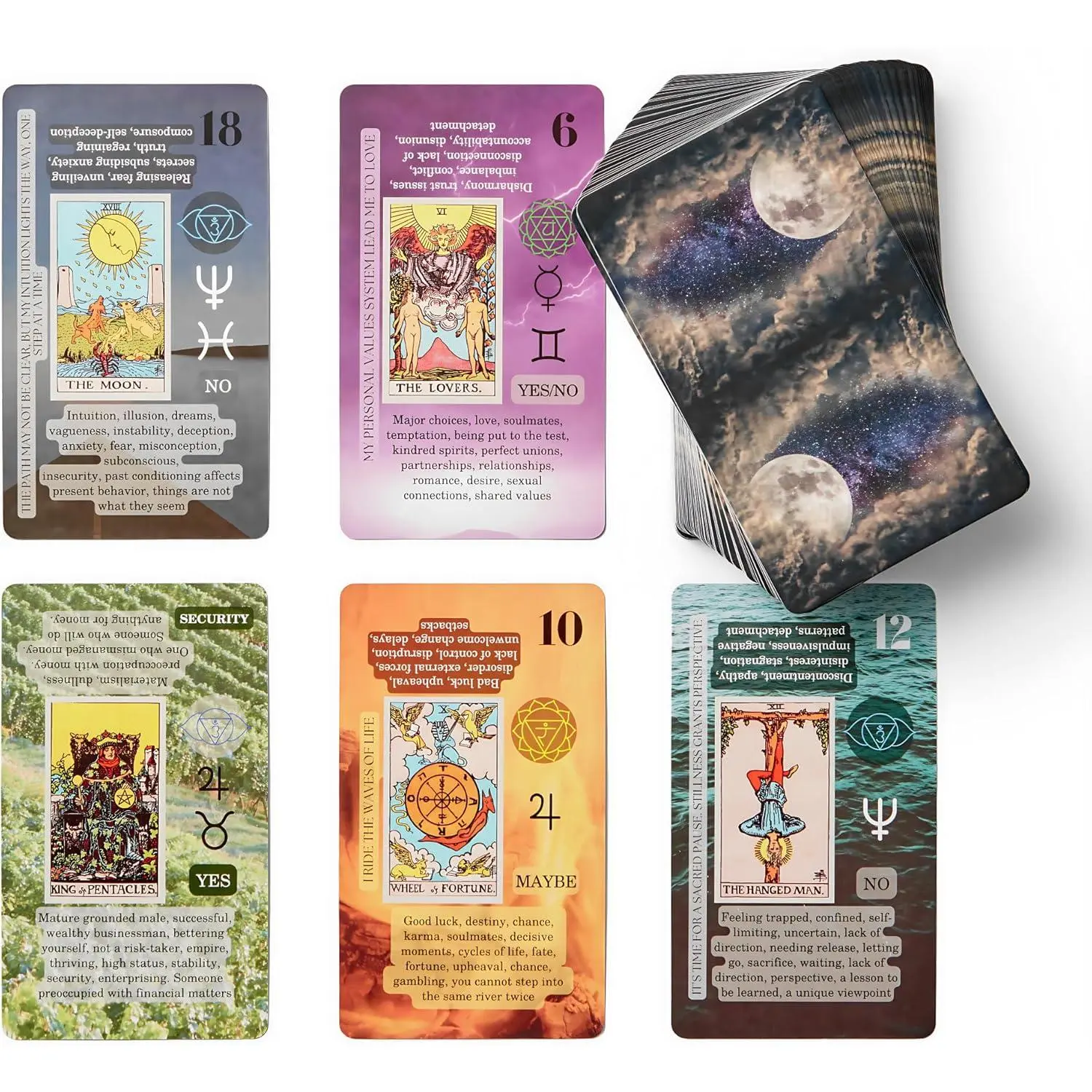 Witchy Cauldron Tarot Cards for Beginners with Meanings on Each Card - 78 Card Learning Tarot Deck with Guidebook, Reversed Meanings, Chakra, Zodiac & Planetary Symbols| Rider-Waite Style (English)