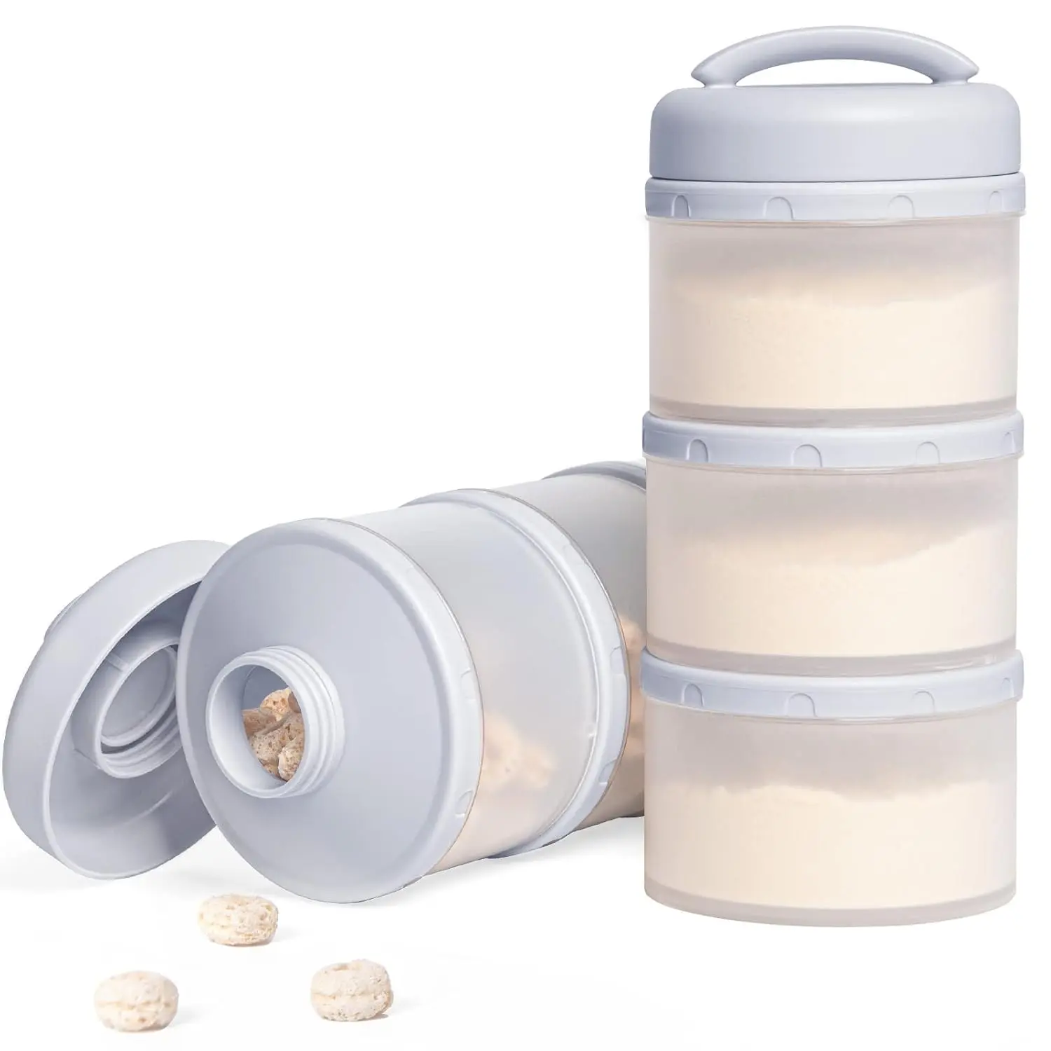 Stackable Formula Dispenser Portable Milk Powder Container, 2 Pack, Grey
