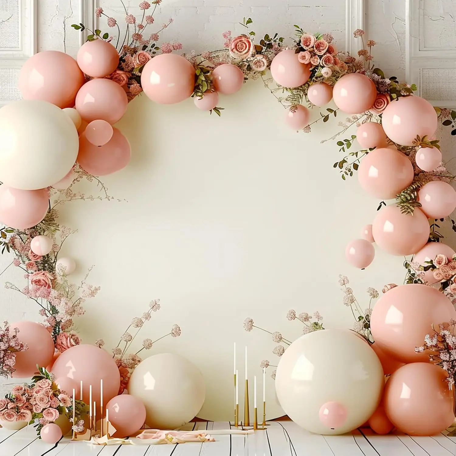 7.2FT Ivory Round Backdrop Cover for 5 to 7.2ft Circle Arch Stand - Round Arch Cover Circle Backdrop Cover for Birthday, Wedding Arch, Baby Shower Photography Background Decor