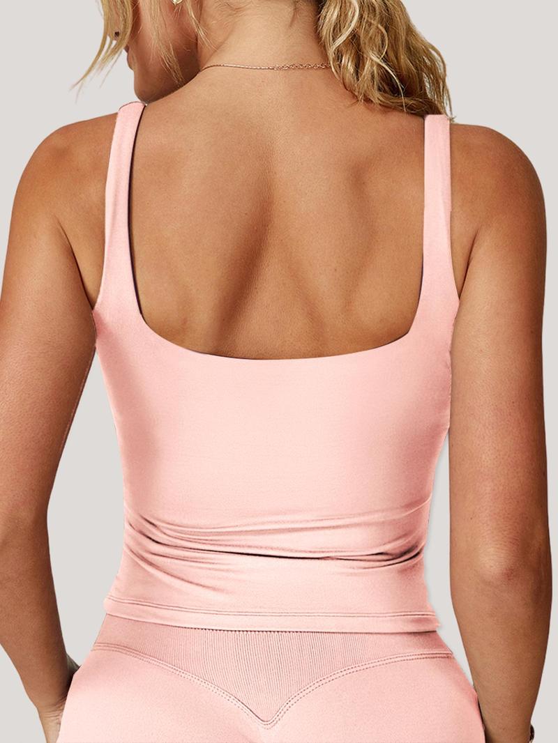 Women's Solid Stretch Sports Bra, Breathable Comfortable Sports Vest with Removable Chest Pad, Ladies Sportswear for Indoor Outdoor Wear