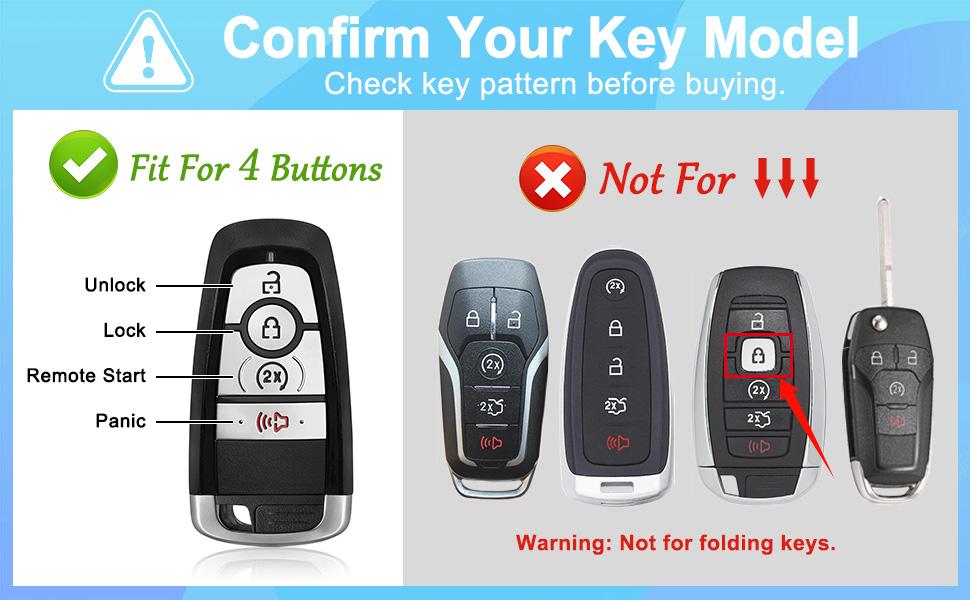 Key Fob Cover for Ford - Premium Soft TPU Shell Full Protection Case with Keychain, Fits Bronco Sport Maverick Ranger Explorer Expedition Escape Edge Mustang F150 F250 F350 Fusion, Pink 4-Button