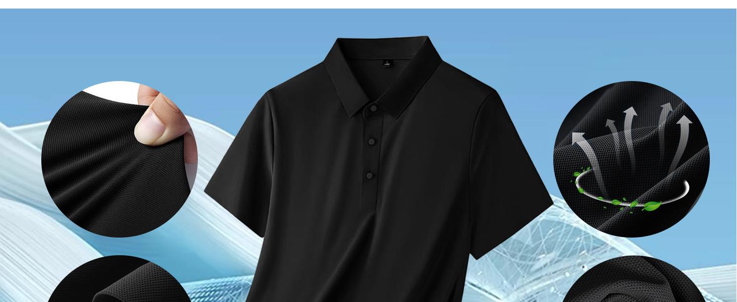 Polo Shirts for Men: Quick Dry Moisture Wicking High Elasticity Convenient Slim Fit Polo Runs Small Order One Size Up