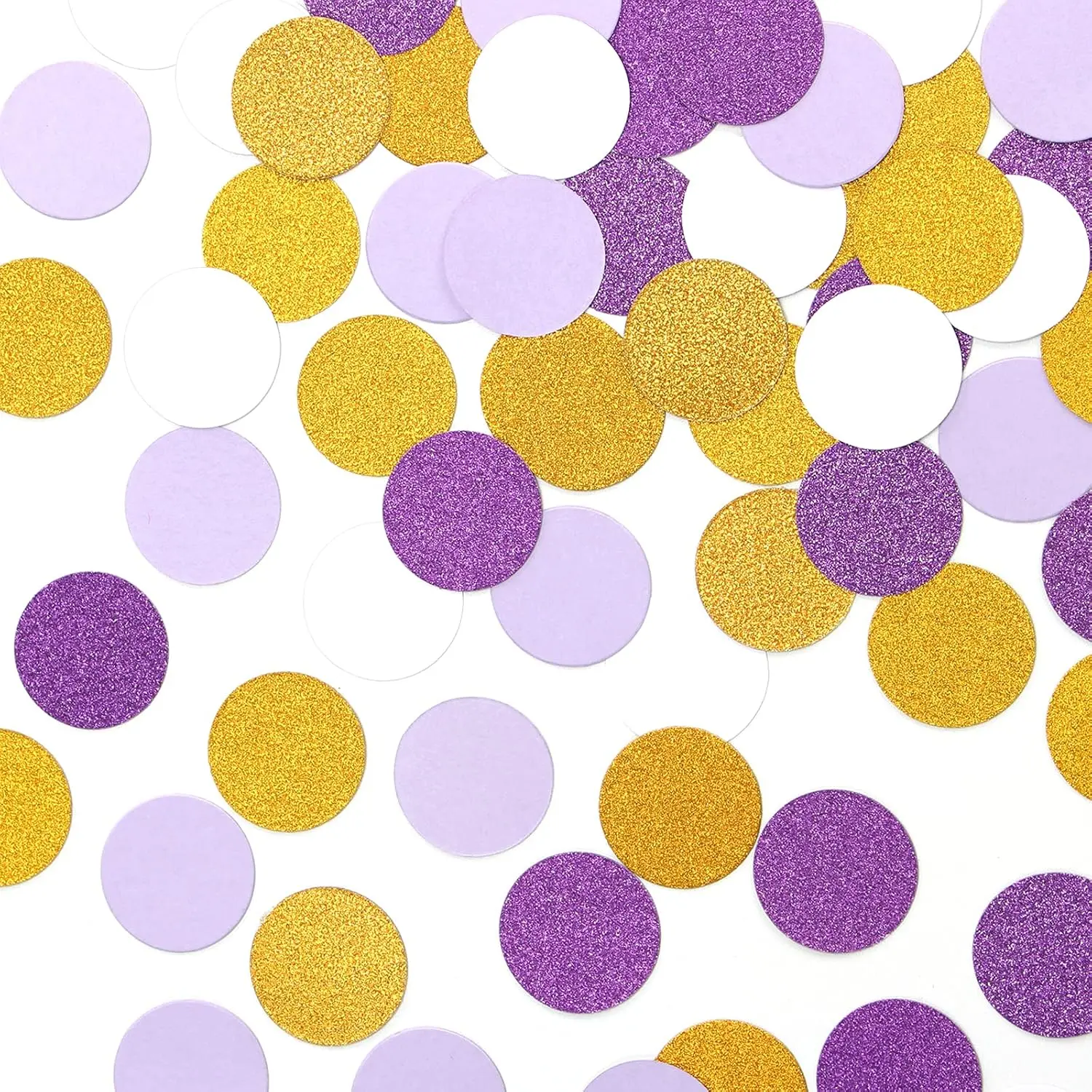 White Glitter Cardboard Confetti - 300 Count, 1.2 in Paper Dots, Modern Festive Decor for Happy Birthday, Graduations, Bridal Shower, Wedding (Home & Party Supplies), Round Dots