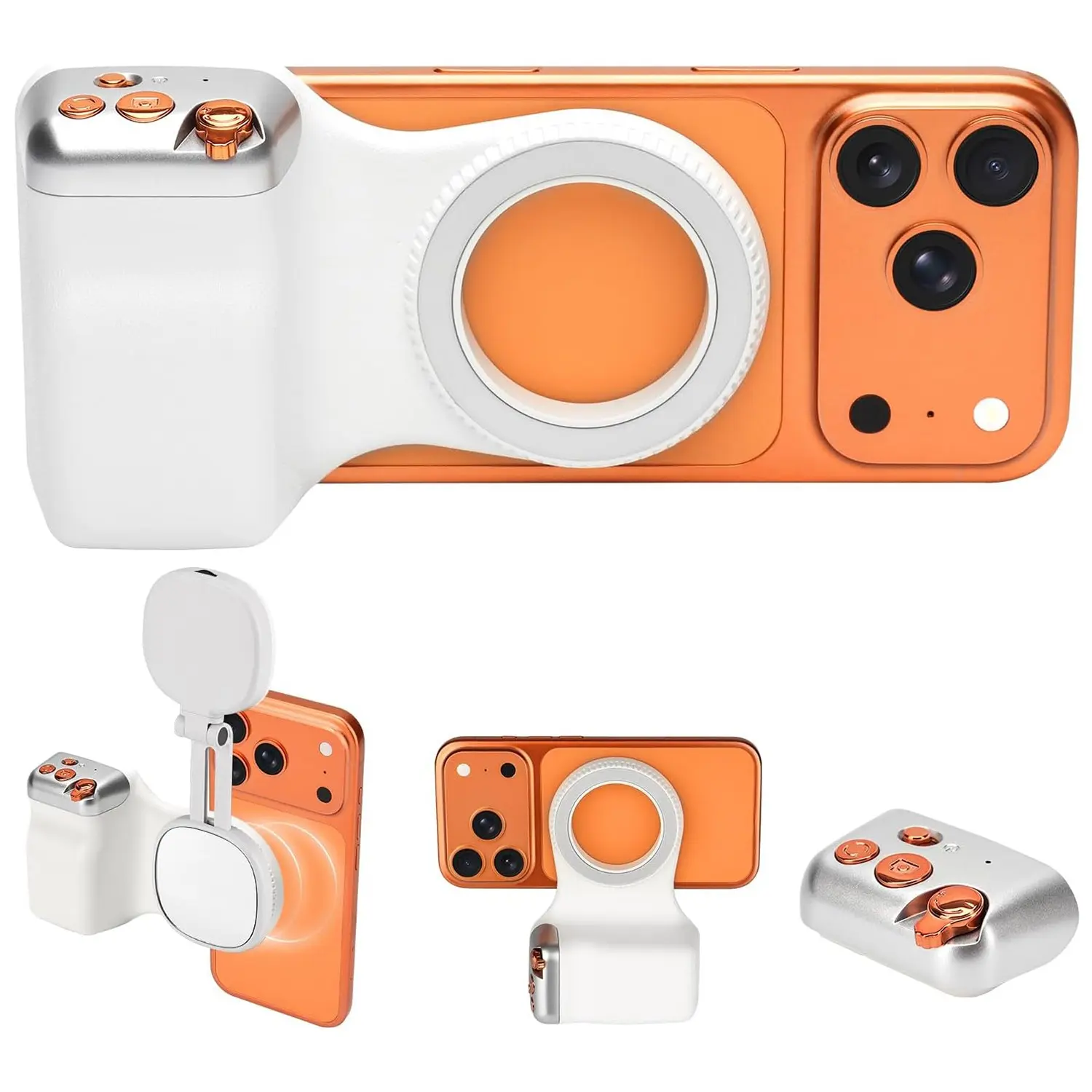 Magnetic Phone Camera Grip with Wireless Shutter Button, Smartphone Shooting Holder, Selfie Handle for iPhone & Android Phone, Creator Kit for TikTok/Selfies/Photography/Video