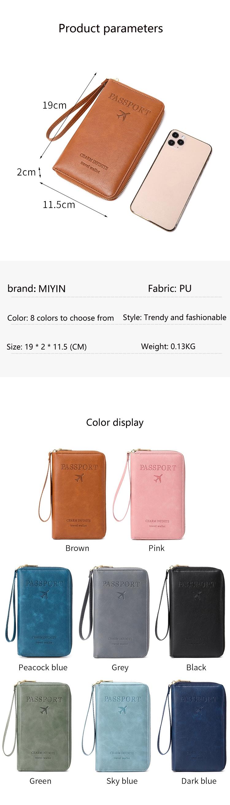 Travel Passport Wallet with Rfid Protection, Lightweight Anti-Theft Design, Zipper Closure, Card Holder, Travel Document Holder, Essential Travel Accessory