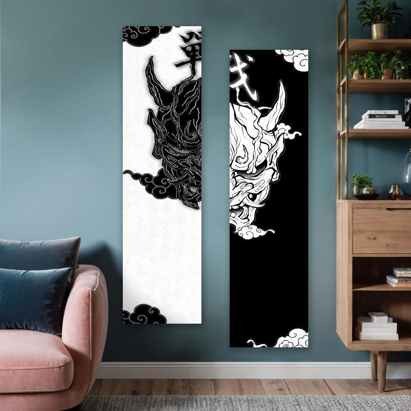 Japanese Style Dragon Pattern Tapestry, 2 Counts/set Modern Art Tapestry, Wall Hanging Decor for Home Living Room Bedroom Study Room, Tapestry Wall Mural