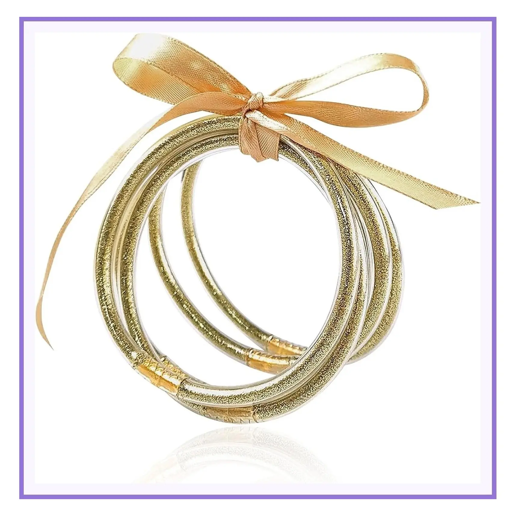Glitter Filled Jelly Silicone Bangles Bracelets Set for Women