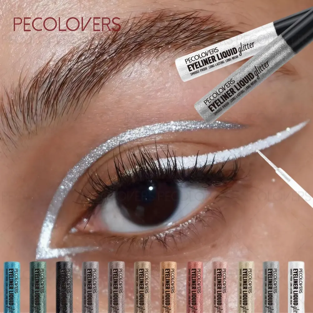2PCS/Set  Metallic Glitter Liquid Eyeliner, Shiny Waterproof Color Eyeliner,  No-Smudge, Long-Lasting Smooth Application,Vibrant Colors for & Stylish Eye Makeup