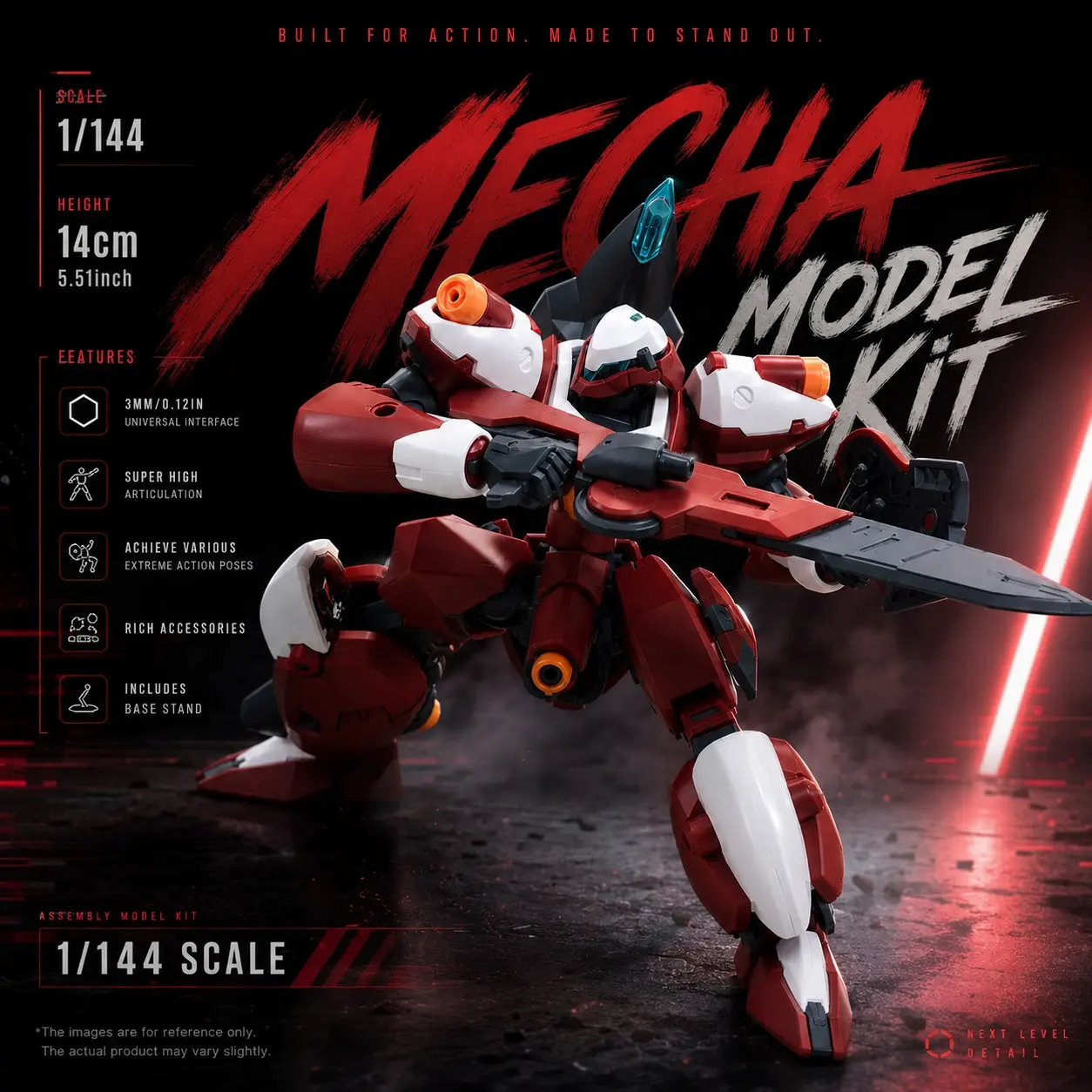 Franz Alpha X-01 1/144 Scale Mecha Model Kit, 14cm Collectible Figure, Includes Standard 3mm Interface & Clear Display Base