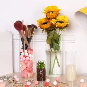 WHONLINE 16pcs Clear Glass Cylinder Vases, 4, 6, 8, 10 Inch Tall Cylinder Vases for Party Centerpieces, Hurricane Floating Candle Holder Vase for Table Shelf, Party, Collectible Buildings & Accessories，Wedding, Home Decor