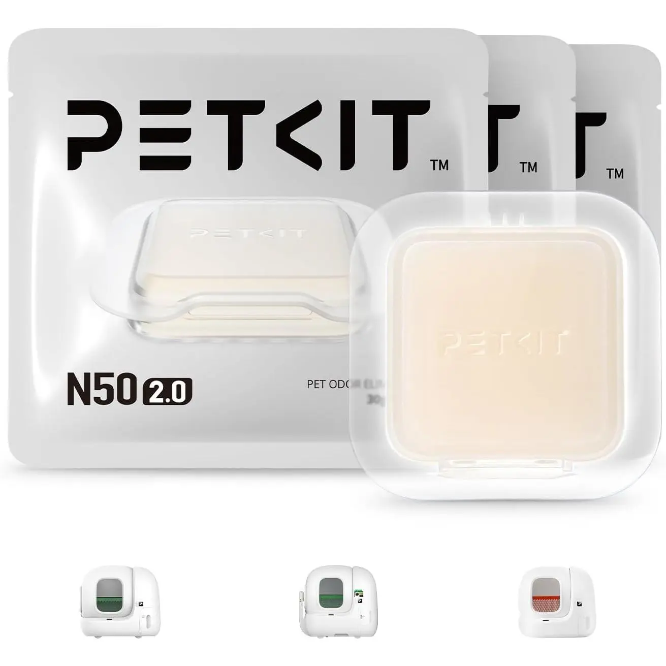 PETKIT N50 Odor Eliminator 2.0 Exclusive for PuraMax and PuraMax 2 Self-Cleaning Cat Litter Box, Automatic Cat Toilet Box Smell Control Remover (Pack of 3)