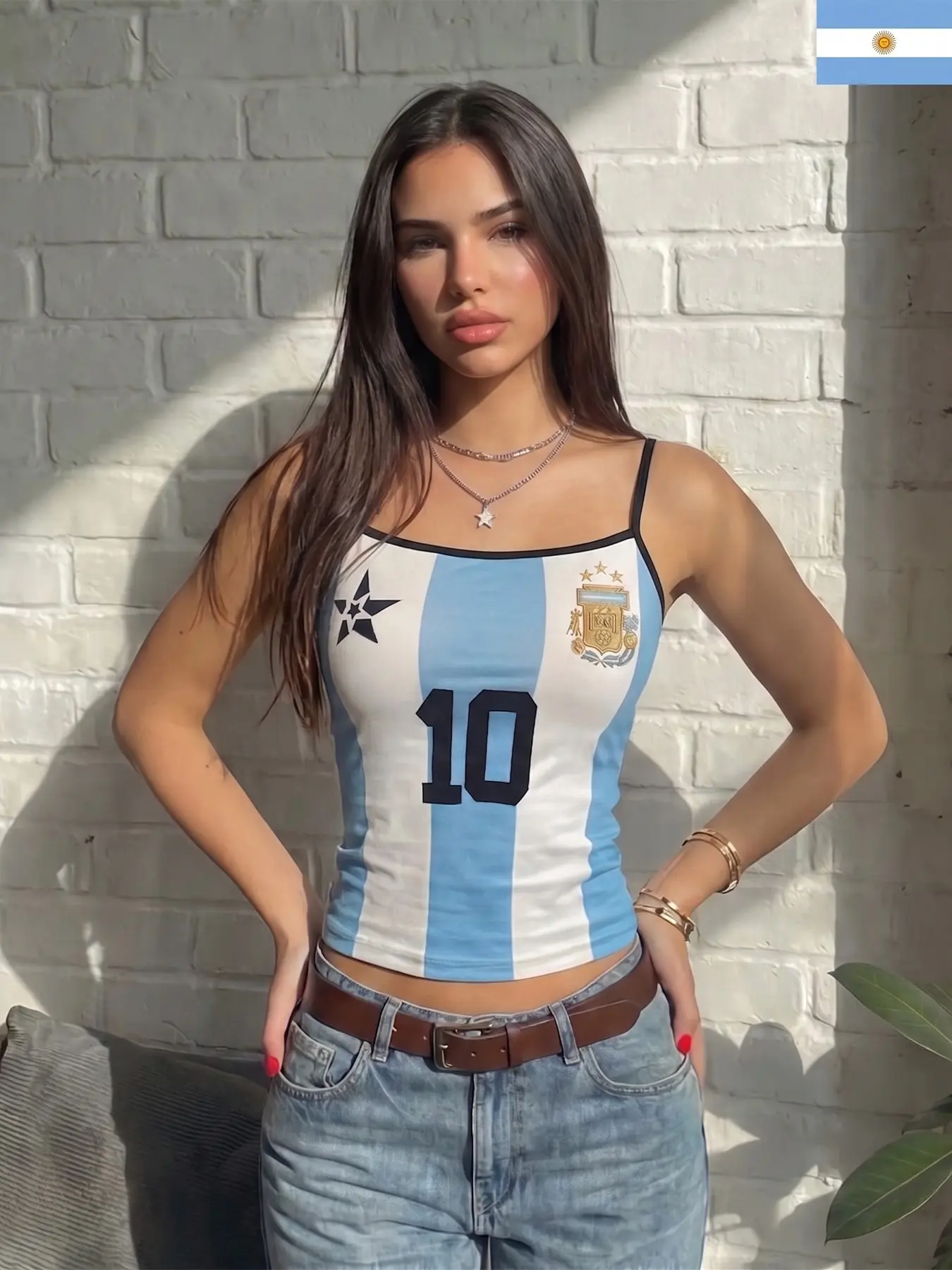 Women's Sexy Cami Top, Argentina Flag Print, Trendy Casual Wear, Party, Birthday Dress, Travel Fashion, Comfortable & Stylish