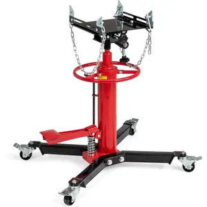 TUFFIOM Transmission Jack, 1660 lbs 3/4-Ton Hydraulic 2-Stage High Lift Vertical Telescoping Floor Jack Stand, 34" to 68" Lifting Range, w/Pedal, 360° Swivel Wheels, Garage/Shop Lift Hoist, Red
