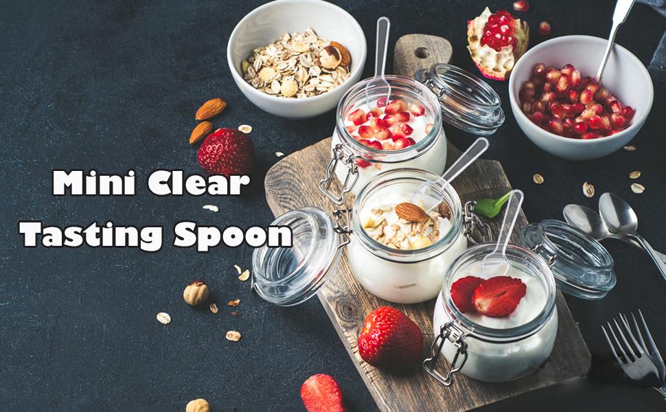 Make food sampling easy and clean with these 1000 mini clear taster spoons!Made of sturdy food-safe plastic, 2.95 x 0.79 inch slim design works wonderfully for jelly, ice cream, cake, spices, and appetizers.Disposable convenience