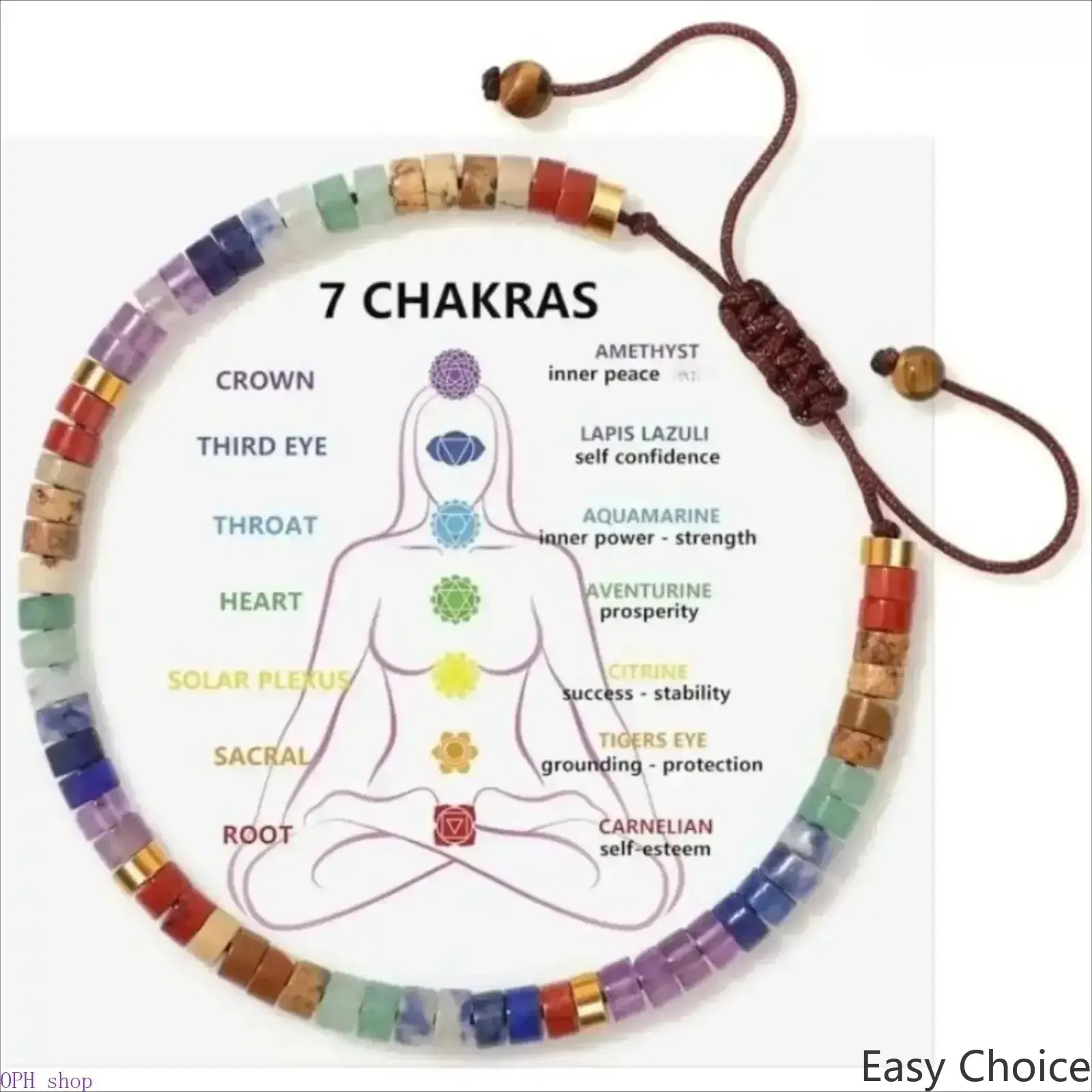 Women 7 Chakra Natural Healing Crystal Beaded Bracelet, Adjustable Carnelian Energy Stone Jewelry For Yoga Meditation Daily Wear Friendship Gift