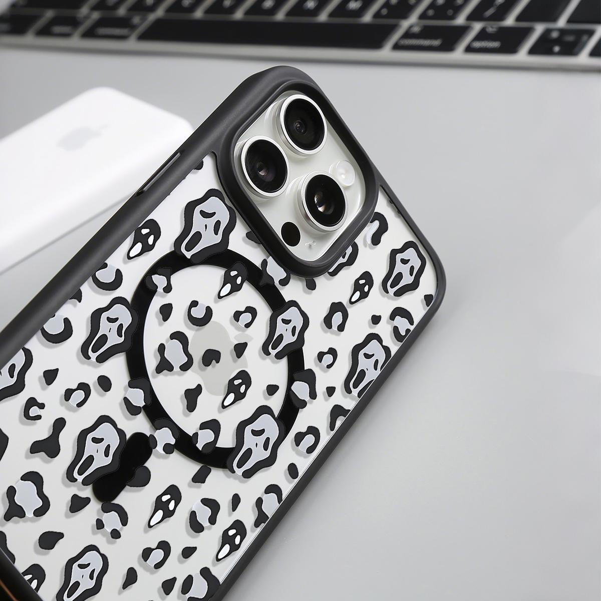 Scream Mask Clear Magnetic Phone Case , Support MagSafe Silicone Bumper Protective Cover For iPhone X 11 12 13 14 15 16 17 Pro Max Plus Air Girl Spooky Faces And Wild Patterns