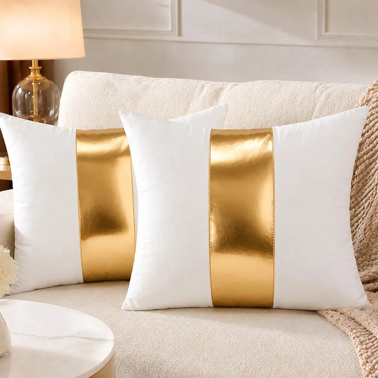 2-Pack Luxury Sofa Pillow Covers, 18"x18", Soft Comfortable Home Decor, Crafted Design, No Core Included, Ideal for Living Room