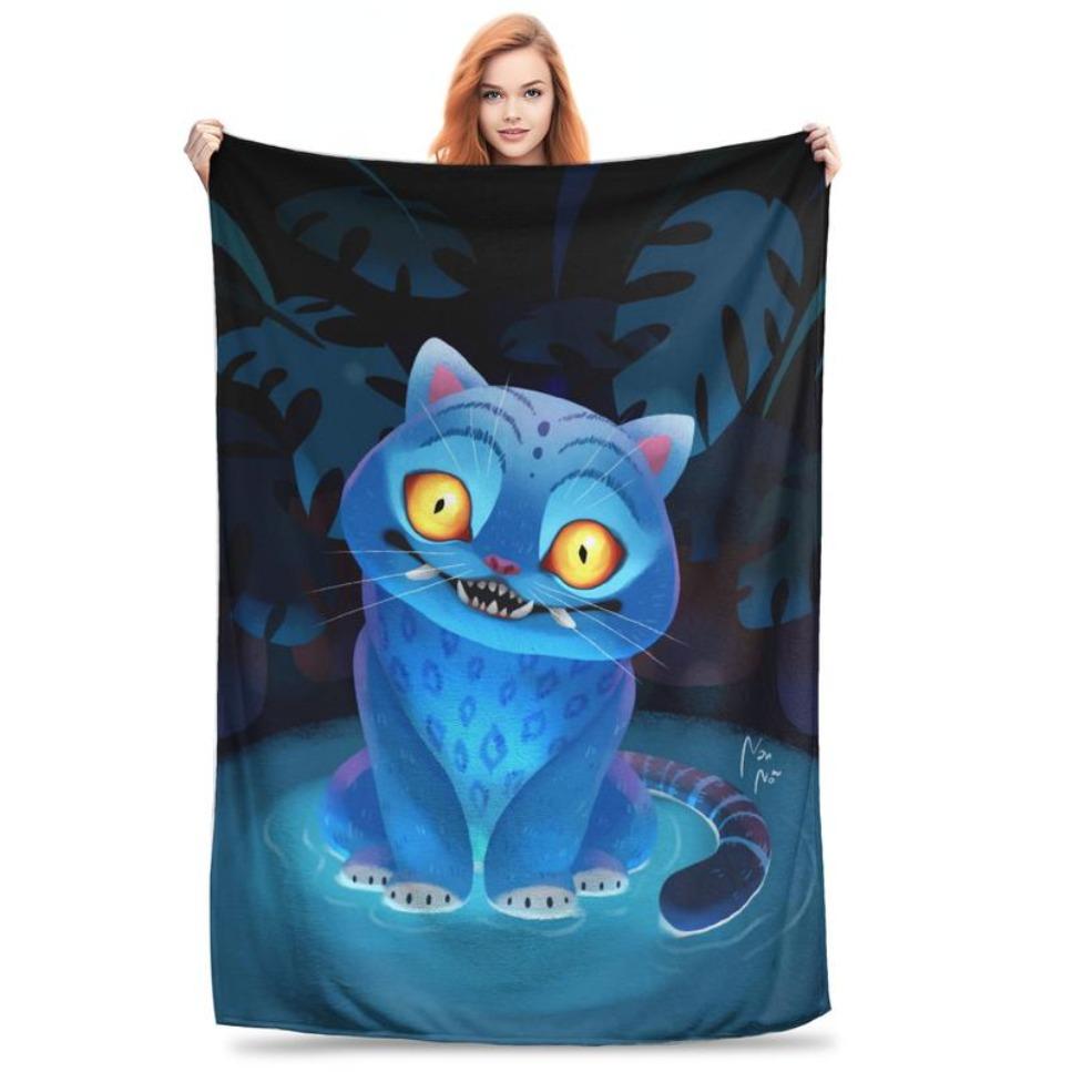 Derpy Tiger Warm Soft Blanket Kpop Demon Hunters Students Plush Throw Blanket Print Couch Chair Flannel Bedspread Sofa Bed Cover  Halloween gift DreamyDwell Textiles